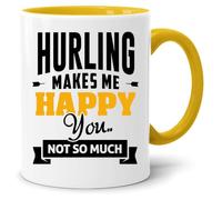 Jungle Mug | Hurling Makes Me Happy You Not So Much Mug | Funny Irish Hurling Gift for Men Women | Gaelic Warriors Sports Coffee Cup | Ceramic 11oz
