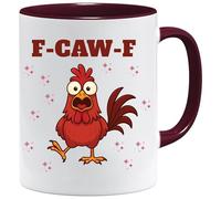 Jungle Mug Rooster Coffee Mug | Funny Chicken Design | 11oz Ceramic Cup with Dark Red Rim and Handle | Gift for Friends, Colleagues, Men and Women