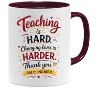 Jungle Mug | Thank You Teacher Gift | Teaching is Hard, Changing Lives is Harder | Cute Coffee Cup for Classroom | Thank You Gifts for Women, Sats, End of Term Appreciation