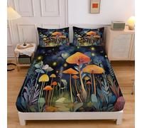 Jungle Mushrooms Fitted Sheet 180×200 Cm, Hotel Quality Fantasy Plants Ultra Soft & Breathable Brushed Microfiber Deep Pocket 30 Cm, Cooling Fitted Sheet For Super King Bed (Mixed Colors)