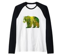 Jungle Nature & Hiking Rainforest Landscape with Panda Raglan Baseball Tee