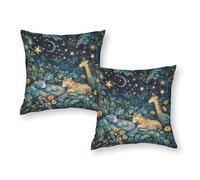 Jungle Night Dreams Queen Size Pillow Cases Case Sofa Car Sofa Cushions with Envelope Closure 12"x12"