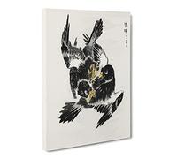 Jungle Nightjar Birds By Numata Kashu Asian Japanese Canvas Wall Art Print Ready to Hang, Framed Picture for Living Room Bedroom Home Office Décor, 30x20 Inch (76x50 cm)