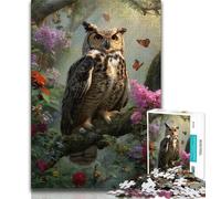 Jungle Owl Jigsaw Puzzles for Adults Teenagers Jigsaws Puzzle,Pattern Assembly Fun at Home Activities,Birthday Present,Travel Gifts (38x26cm)