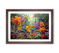 Jungle Palette Knife Framed Print | A2 Walnut Framed Wall Art | Ready to Hang | Modern Landscape Picture | Living Room Bedroom Lounge Office