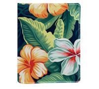 Jungle Palm Leaves Flowers Replaceable Book Cover, Reusable PU Leather Book Protector, Suitable for 148x210 mm Notebooks
