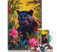 Jungle Panther 1000 Piece Jigsaw Puzzle for Adults Teens,Challenging To Complete But Fun And Humorous with Matching Poster And Trivia Sheet (75x50cm)