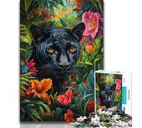 Jungle Panther Jigsaw Puzzles for Adults 1000,Learning Educational Toys Family Games with Matching Poster And Trivia Sheet 75x50cm