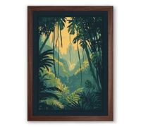 Jungle Paradise Tropical Framed Wall Art Print A1 (84.1×59.4cm) Walnut, Wall Decor for Living Room, Bedroom, Office & Home, Ready to Hang, Art Gift