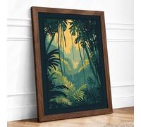 Jungle Paradise Tropical Framed Wall Art Print A1 Walnut