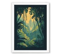 Jungle Paradise Tropical Framed Wall Art Print A4 (29.7×21cm) White, Wall Decor for Living Room, Bedroom, Office & Home, Ready to Hang, Art Gift