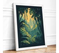 Jungle Paradise Tropical Framed Wall Art Print A4 White