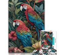 Jungle Parrot Jigsaw Puzzles for Teenagers 1000 Jigsaws,Learning Educational Toys Family Games with Matching Poster And Trivia Sheet (75x50cm)