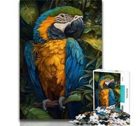 Jungle Parrot Jigsaws 1000 Pieces for Teenagers,Stress Reliever Staycation Kill Time with Matching Poster And Trivia Sheet (75x50cm)