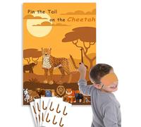 Jungle Party Supplies, Pin the Tail on Cheetah Party Games. Safari Party Supplies, Big Poster19.67"*27.56". Jungle Birthday Party Supplies, Elastic Blindfolds, Stickers Edge Cut for Safari Party Game.