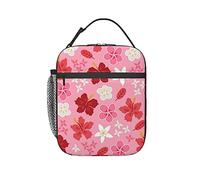 Jungle Pattern With Hibiscus Plumeria And Tropical Flowers Lunch Bag Insulated Cooler with Adjustable Shoulder Strap Reusable Lunch Tote Containers for School Work Picnic/Girls Boys Women