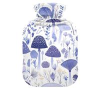 Jungle Plant Mushroom Scandinavian Style Cute hot Water Bottle with Soft Cover, 2L hot Compress Bag for Sore Muscle, Neck Shoulder Warmer, compresas calientes para el vientre