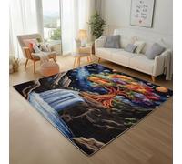 Jungle Plant Trees Waterfall Rugs Living Room 180x240cm Machine Washable Rug, Soft Short Pile Non-Slip Galaxy Universe Landscape Area Rugs for Bedroom Dining Room Office Non-Shedding Floor Carpet
