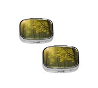 Jungle Print pilldispenser 2 Compartment Medicine Case, Portable pilldispenser for Pocket Or Purse Pillbox