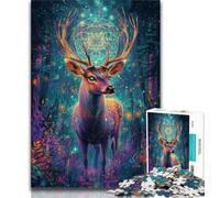 Jungle Psychedelic Deer 1000 Piece Jigsaw Puzzle for Adults And Teenagers,Help The Brain Exercise Addictive Toys to Cultivate Patience Suitable for Couples 50x75cm