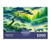 Jungle Puzzles for Adults 1000 Pieces in Vibrant Colours Favourites Jigsaw Green Forest Deer As A Logic Skill Puzzle for Beautiful Decoration Puzzle 38x26cm/1000pcs
