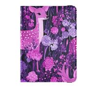 Jungle Reindeer Purple Leather Passport and Vaccine Card Holder Combo Travel Documents Organizer Protector Passport Holder Case Waterproof, jungle reindeer purple, One Size