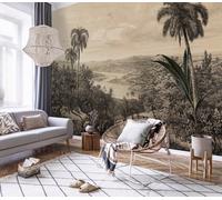 Jungle & river view living room wallpaper large wall mural 312x219cm palms retro