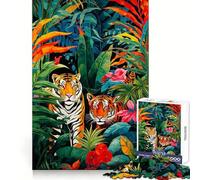 Jungle Royalty Two Tigers Adults 1000 Piece Jigsaw Puzzle Unwind Game Clear Tone Enjoyable Challenge Unique Gift (38x26cm)