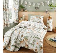 Happy Linen Company Jungle Safari Animals Reversible Soft Easy Care Bed Linen Duvet Cover Bedding Set - Toddler Cot Bed