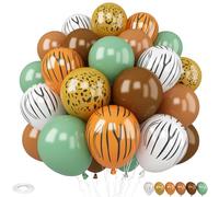 Jungle Safari Balloons, 30 Pcs 12inch Brown Green Balloon With Tiger Zebra Animal Paw Print Latex Balloons for Birthday Party Jungle Safari Them Party Decorations