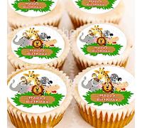 Jungle Safari Cupcake Toppers - 4cm x 24 - Edible Wafer (Already cut out for me)