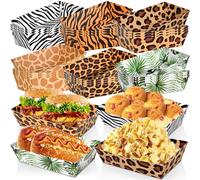 Jungle Safari Paper Food Trays Disposable Jungle Animals Food Serving Boats for Snack Nachos Taco for Baby Shower Animal Themed Birthday Party Supplies (24)