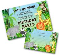 Jungle Safari Party Invitations Pack & Envelopes (WRITE ON) (Pack of 12 with envelopes)