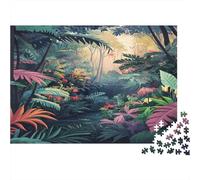 Jungle Scene-Digital Art Style 1000 Piece Jigsaws with Precision Cut Personalised Jigsaws As A Party Puzzle Game for Social Gatherings 38x26cm/1000pcs