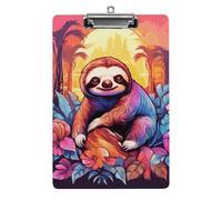 Jungle Sloth Clipboard 8.5×12.5 Inch Acrylic Clip Board with Metal Clip A4 Letter Size Decorative Clipboard Cute Hanging Clipboards for Office, Teacher, Nurse, Doctor,