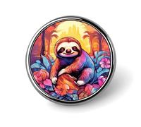 Jungle Sloth Lapel Pin Cute Metal Brooch Pin Fashionable Round Badge for Shirts, Hats, Jackets Unique Fashion Accessories Gift for Men & Women