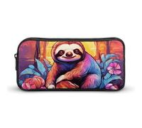 Jungle Sloth Pencil Case - Large Aesthetic Makeup Bag Multi-Purpose Pencil Pouch Cute Cosmetic Bag with Zipper Closure for Office, Home, Study & Travel