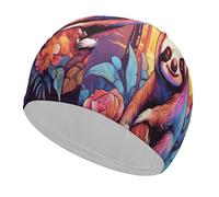 Jungle Sloth Swim Cap for Women Men Swimming Hat Bath Waterproof Pool Caps for Long Thick Curly Hair