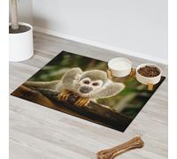 Jungle Squirrel Monkey Pet Feeding Mat for Cat Dog Water Bowl Food Mats Funny Monkey Pet Feeding Mats Absorbent Nti-Slip Contain Spills Protects Floors Placemat 60.9 x 81.2 cm