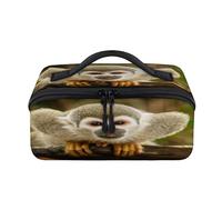 Jungle Squirrel Monkey Travel Makeup Bag Portable Funny Monkey Waterproof Pouch Open Flat Toiletry Bags Toiletries Cosmetics Traveling Organizer for Women Men