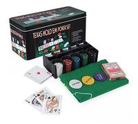 JUNGLE STONE 200 Piece Poker Set Casino Style Game Texas Hold'em Poker and Blackjack Game with Felt Double Side Mat, Chips, Chip Deck, Playing Cards and Metal Tin Gift Box