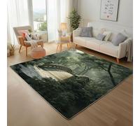 Jungle Stone Bridge Scenery Rugs Living Room 180x240cm Machine Washable Rug, Soft Short Pile Non-Slip Natural Jungle Green Area Rugs for Bedroom Dining Room Office Non-Shedding Floor Carpet
