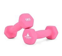 JUNGLE STONE Dumbbells Set of 2 for Home Gym Exercise, Non-Slip Neoprene Hand Weights with Matte Finish, Sweat-resistant, Fitness Exercise, Dumbbells (1KG x2 Pink)