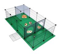 JUNGLE STONE Guinea Pig Pet Playpen, Small Animals Cage, Pet Exercise Fence with Mat, DIY Iron Mesh Panel, Interesting Game Holes Design, Ideal for Puppy, Rabbit, Kitten Guinea Pig, Hedgehog