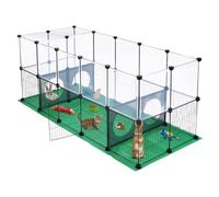 JUNGLE STONE Rabbit Enclosure, Guinea Pig Cage, One Door Design for Small Animal, Bunny, Puppy, Kitten, Hedgehog, DIY, Expanded,Exercise Fence with Mat, 153 x 64 x 64cm (36 Panels)
