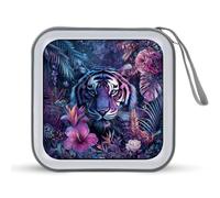 Jungle Tiger and Plants CD Case DVD Storage Case Portable for Car Home Travel