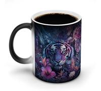 Jungle Tiger and Plants Color Changing Mugs Heat Changing Ceramic Coffee Mug Novelty Funny Tea Water Cup 11OZ