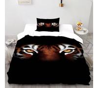 Jungle Tiger Bedding Set 3D Design Wild Animal Duvet Cover Set Chic Breathable Comforter Cover for Boys&Girls with Pillowcase Single（135x200cm）