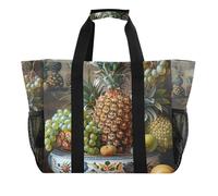 Jungle Tiger Boat Bag Travel Tote Waterproof Kitchen Reusable Grocery Canvas Tote Swim Animal Beach Bags Women Totes Modern, Still Life Fruits Vegetables, 15.4 X 9.8 X 12.8 inch, Modern