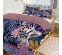 Jungle Tiger Duvet Cover Set King Size, Watercolor Animals Bedding Set,Teens Adults Room Decor, Multicolor Soft Microfibe Quilt Cover Hidden Zipper with Pillowcase